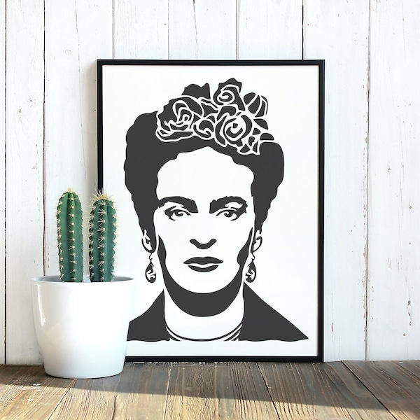 Frida Kahlo Stencil, Mexican Artist Pop Culture, Mexico Feminist Art Stencils, Custom Reusable Spray Paint Airbrush Template