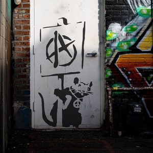 Anarchy Rat Stencil, Banksy Artworks, Wall Mural Urban Art Painting, Spray Paint Stencils, Reusable Airbrush Template, Modern Street Artwork