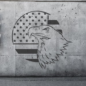 American Flag with Patriotic Bald Eagle Stencil, Americana 4th of July Independence Day Stencils, Custom Reusable Stencils for Painting