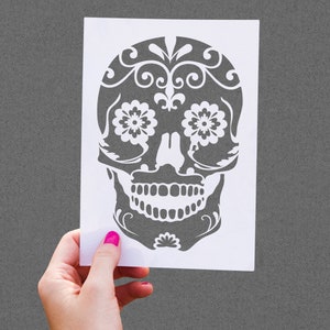 Mexican Sugar Skull Stencil , Skull Stencils for Day of the Dead Decor, Halloween Decor, Fall Stencils for Wood Sign, Pumpkin Carving