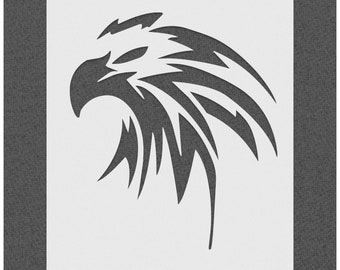 Bald Eagle Head Stencil - Simple Eagle Tattoo Stencil - 4th of July Stencil - Fierce Eagle Template - Eagle Silhouette - Reusable Stencils