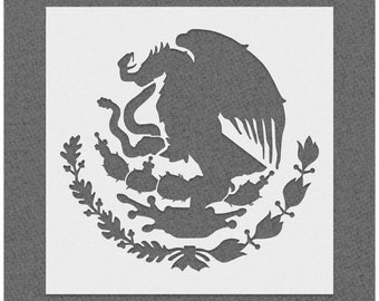 Mexican Flag Stencil - Mexico Coat of Arms - Mexican Eagle Stencil - Reusable, Durable and Flexible Stencil