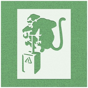 Banksy Monkey Detonator Stencil, Playful Monkey, Spray Paint Airbrush Stencils, Reusable Urban Art Graffiti Templates