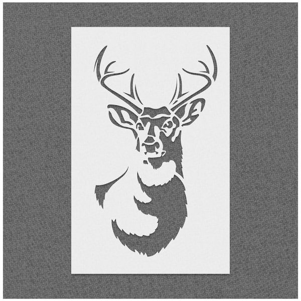 Stag Stencil - Antlers Stencil - Buck Stencil - Deer Antler Stencil - Wall Art Stencil - Airbrush Spray Paint Stencil for Painting Wood