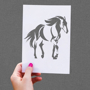 Horse Stallion Stencil, Mustang Stencils, Farm Animal Silhouette, Rodeo Cowboy Bronco Template, Reusable Plastic Mylar Sheet