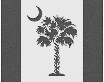 Palmetto Tree and Moon Stencil | Palmetto Tree Tattoos Stencil | Stencil Designs | Reusable Stencil for Painting | Mylar Template Stencils