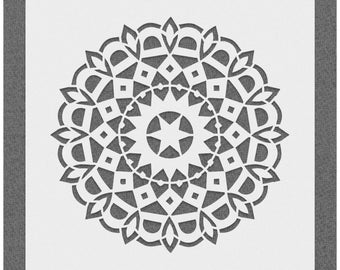 Flower Mandala Stencil For Walls, Arabesque, Floral Zentangle, Large Wall Stencils, Tattoo Henna Template