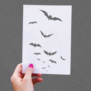 Set of Bats Stencil - Vampire Stencils - Halloween Decor - Bat Wings Stencil - Pumpkin Carving - Bat Pattern - Halloween Porch Decoration