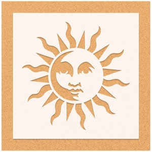 Sun Face Stencil - 14mil Mylar Stencil - Reusable, Durable and Flexible Stencil - Laser cut Stencils | Stencilmonkey