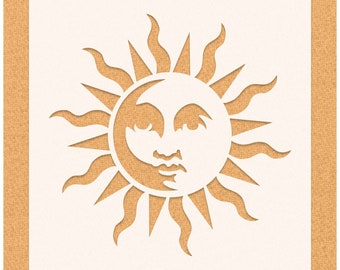 Sun Face Stencil - 14mil Mylar Stencil - Reusable, Durable and Flexible Stencil - Laser cut Stencils | Stencilmonkey