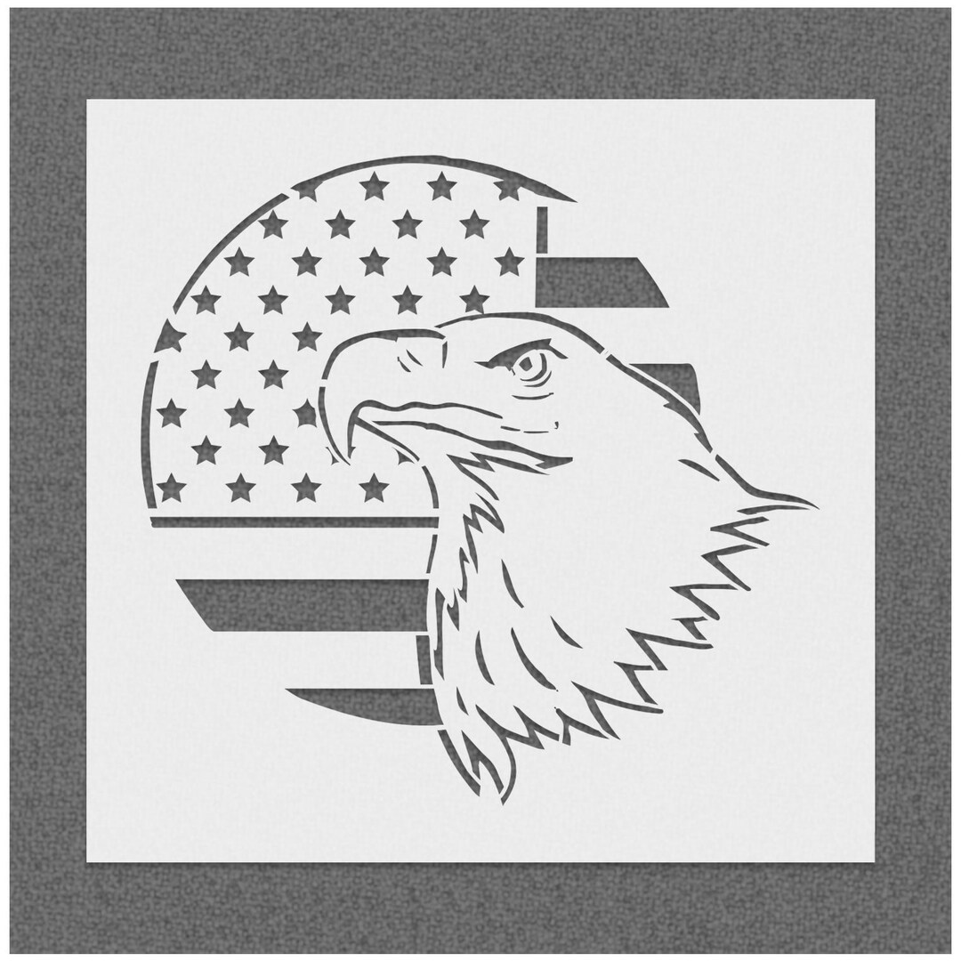 American Flag Eagle Stencil 4th of July Stencil Fierce Eagle Head