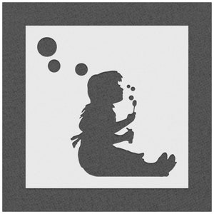 Banksy Girl Blowing Bubbles Stencil, Bubble Girl Silhouette, Reusable Wall Decor Airbrush Stencils, Spray Paint Graffiti Artwork