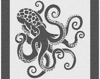 Octopus Stencil, Octopus Wall Art, Reusable Stencils for Painting, Nursery Template, Kids Room Decor, Mylar Plastic Stencils