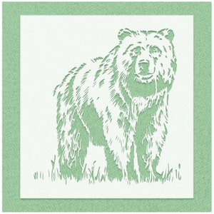 Standing Grizzly Bear Stencil, Black Bear Stencils, Wildlife Animal Template, Custom Reusable Airbrush Spray Paint Templates