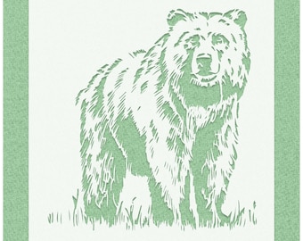 Standing Grizzly Bear Stencil, Black Bear Stencils, Wildlife Animal Template, Custom Reusable Airbrush Spray Paint Templates