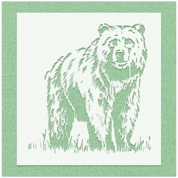Grizzly Bear Standing Stencil 14mil Mylar Stencil - Etsy