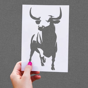 Standing Bull Stencil | Farm Animals Stencil | Taurus Stencil | Bull Silhouette | Bull Fighting Template | Reusable Western Stencil