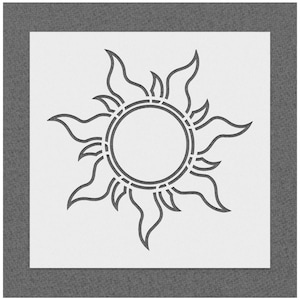 Tangled Sun Outlined Stencil - 14mil Mylar Stencil - Reusable, Durable and Flexible Stencil - Laser cut Stencils