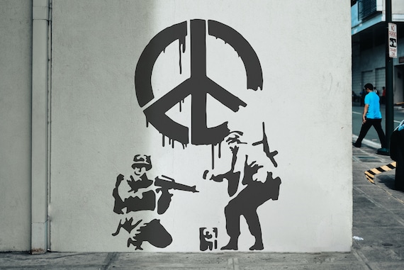 CND Soldiers Stencil, Banksy Artworks, Peace Symbol Template