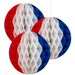 3 Pack Red, White &Blue Honeycomb Hanging Decorations Union Jack Jubilee 