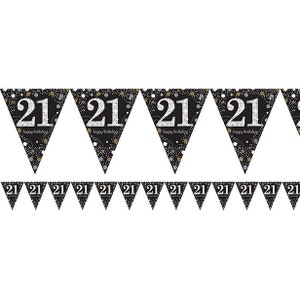 Sparkling Celebration Age 21 Foil Bunting - 4m Party Decorations 21st