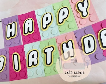 Building blocks birthday banner, Building blocks decorations, Friends Birthday Banner