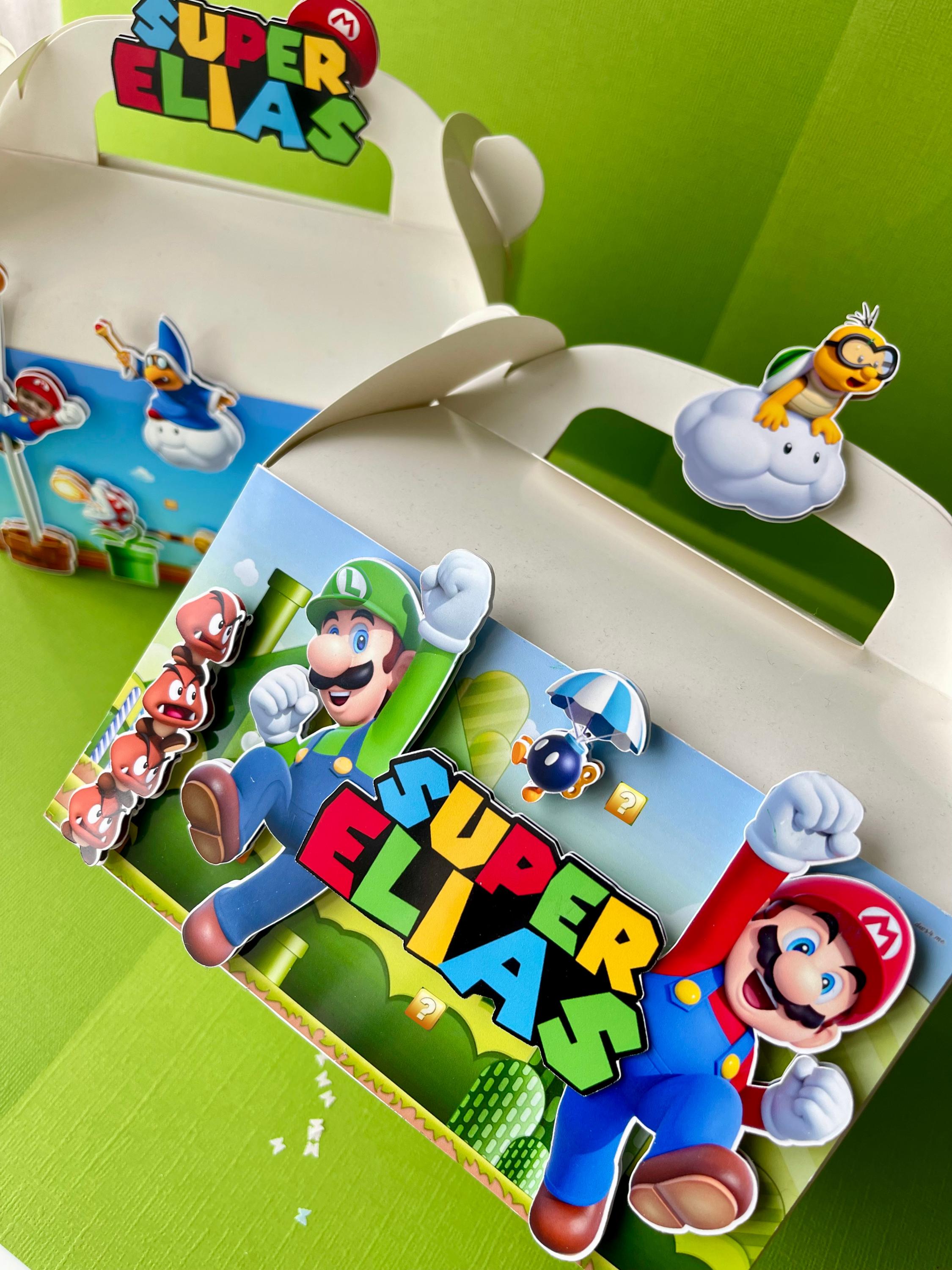 Boîte à Cadeaux/Goodie Box Super Mario Bros - Thème Mario Et Luigi, Personnalisable, Neuve