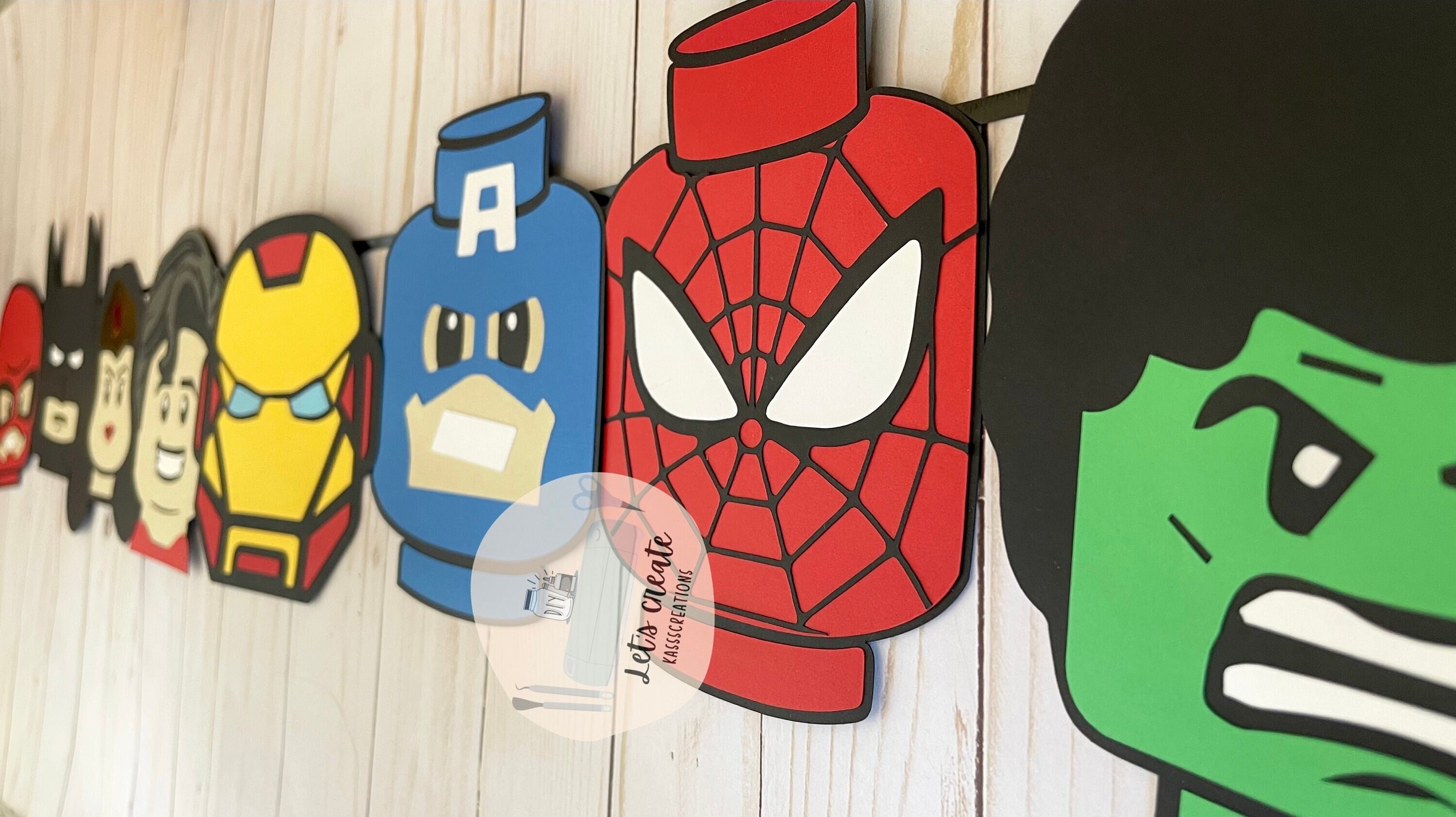Superhero banner Brick Superhero decor Superhero Party decor Superhero Birthday garland