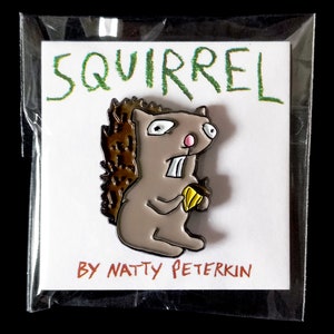 GREY SQUIRREL enamel pin badge by Natty Peterkin – Cute Animal Pin, Woodland Animal, Lapel Pin Badge, Small Gift, rat pin, British Wildlife