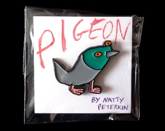 Insigne d'épingle oiseau PIGEON en émail par Natty Peterkin