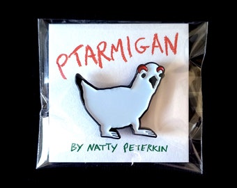 ROCK PTARMIGAN bird enamel pin badge by Natty Peterkin