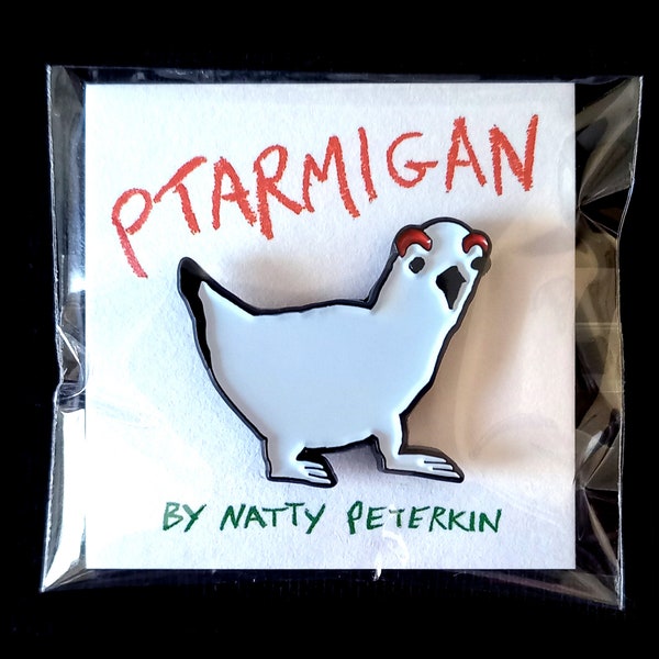 ROCK PTARMIGAN bird enamel pin badge by Natty Peterkin