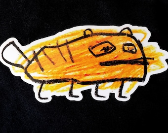 Orange Lasagne Cat BIG vinyl sticker – FREE POSTAGE as add-on – weatherproof – by Natty Peterkin