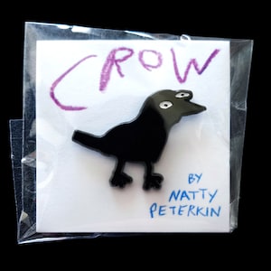CROW enamel pin by Natty Peterkin – Raven pin, Crow badge, magpie pin, Woodland Animal, Birdwatching Enamel Pin, Bird Badges, Wildlife Pin