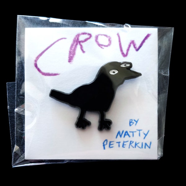 CROW enamel pin by Natty Peterkin – Raven pin, Crow badge, magpie pin, Woodland Animal, Birdwatching Enamel Pin, Bird Badges, Wildlife Pin