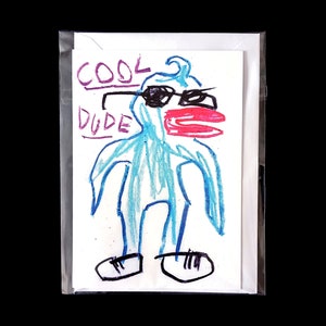 Biglietto di auguri Cool Dude Blue Bird con busta inclusa – vuoto – di Natty Peterkin