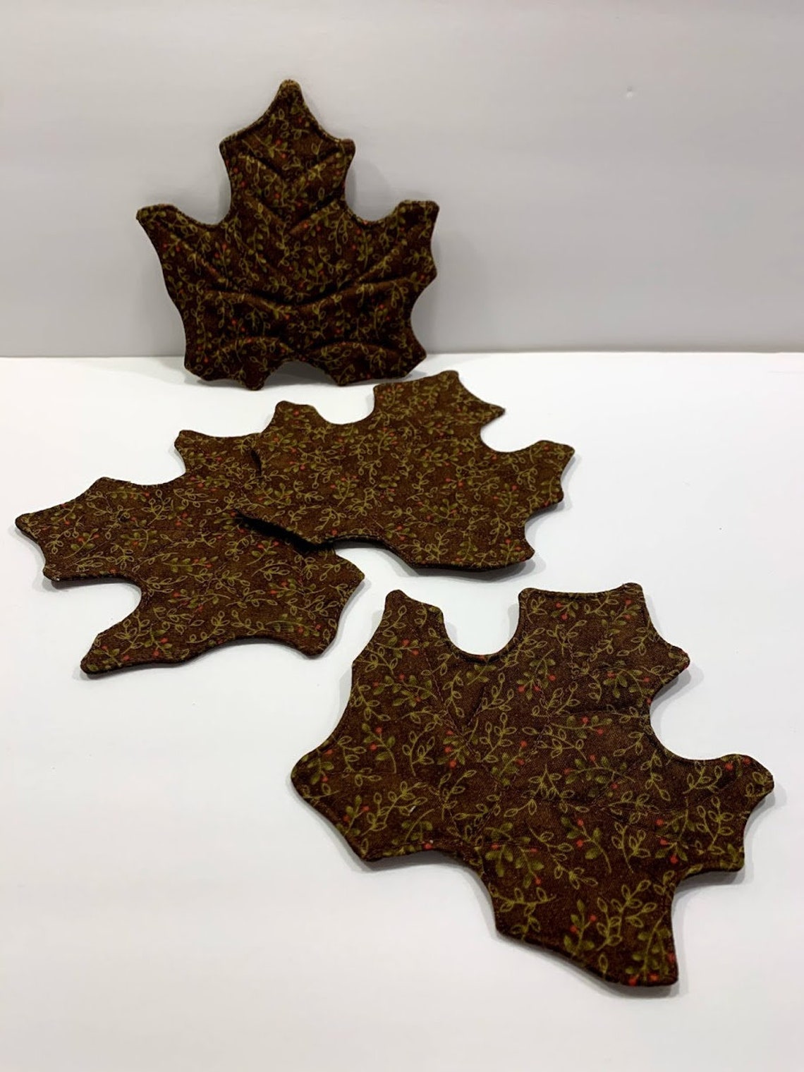 Quilted Fabric Coasters Maple leaf coasters Set of 4 Fall Etsy