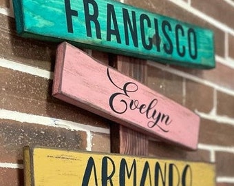 Personalized Family Sign - Street Sign -  Multi Name Sign - Family Name Wood Sign - Personalized Wood Street Sign -