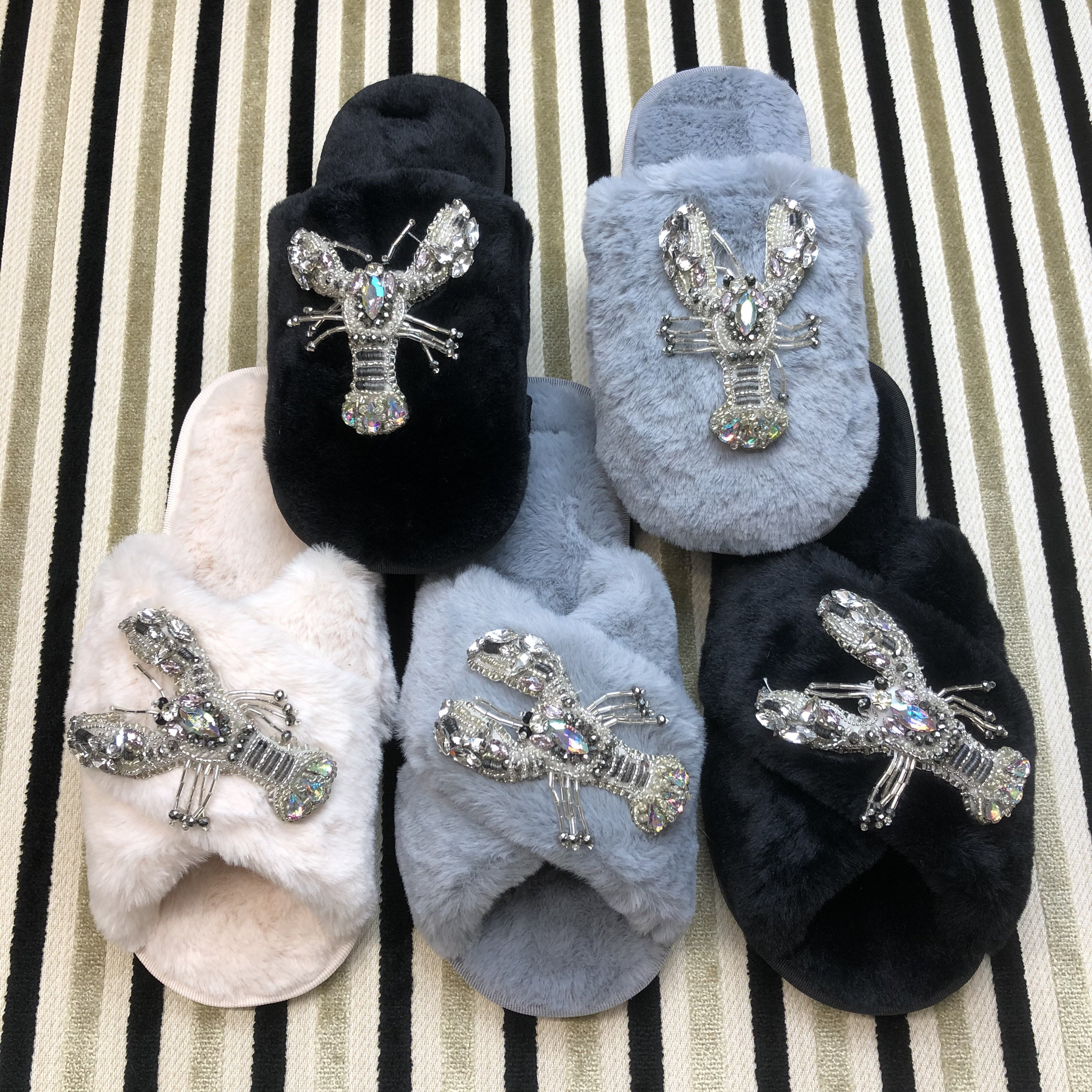 Fluffy embellished slippers Clearance