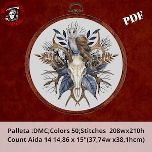 Witchcraft Composition 5 Cross Stitch Pattern For Black Fabric  -  Easy , Modern