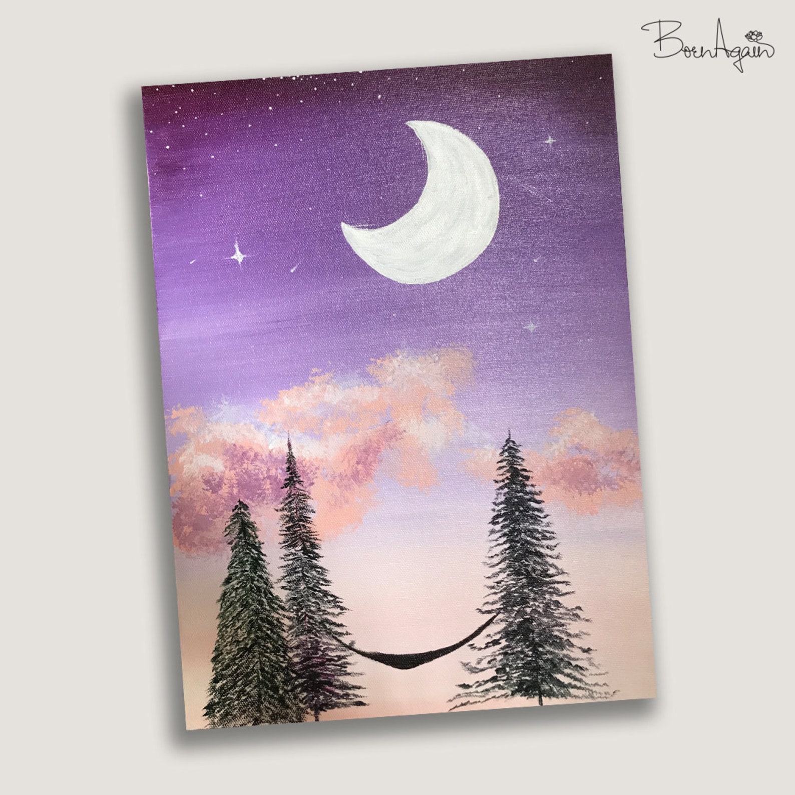 Mond Gemälde Handgemachte Kunst Dekor Wohndekor Wandkunst | Etsy