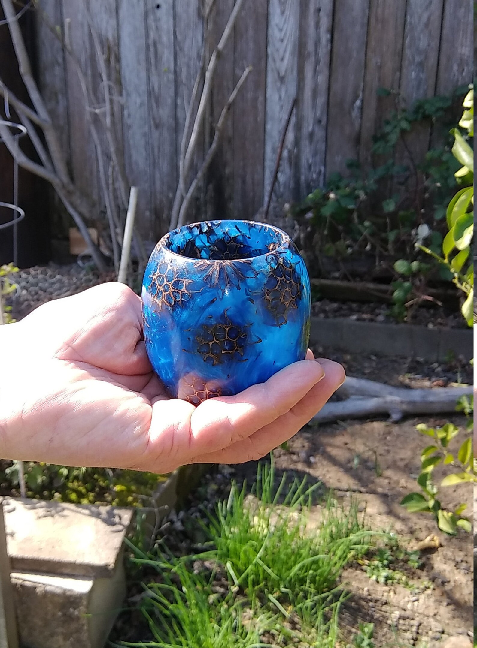 Wood and Liquid Amber Tree Pods Ocean Blue Resin Minibowl Etsy