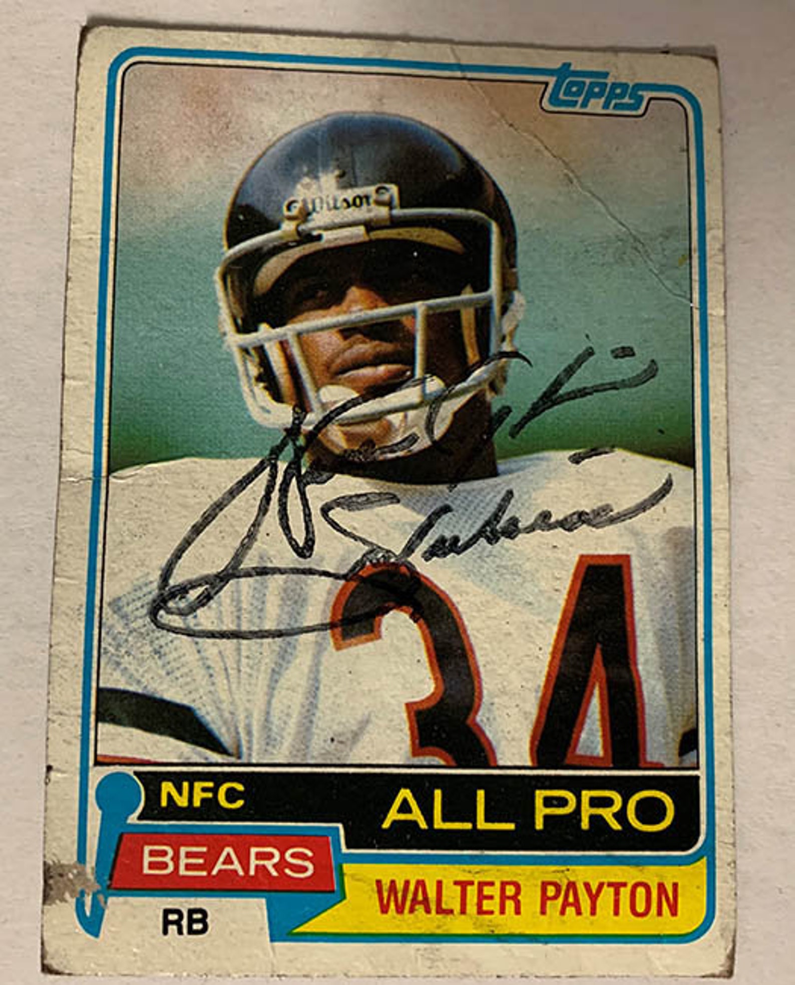 Walter Payton Autographed 1981 Topps Football Card With Etsy