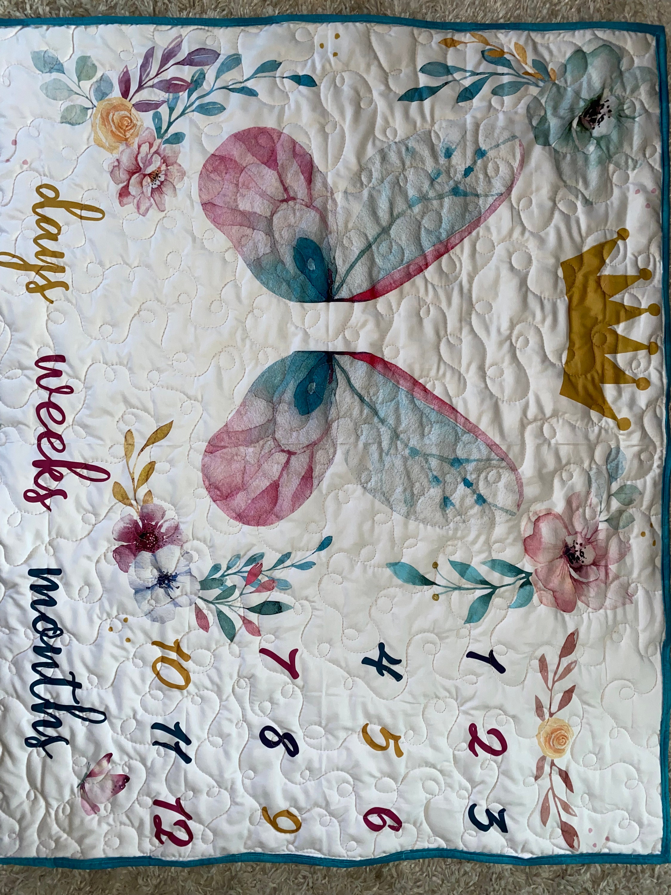 Baby milestone Quilt Baby Blanket Quilted baby blanket Etsy