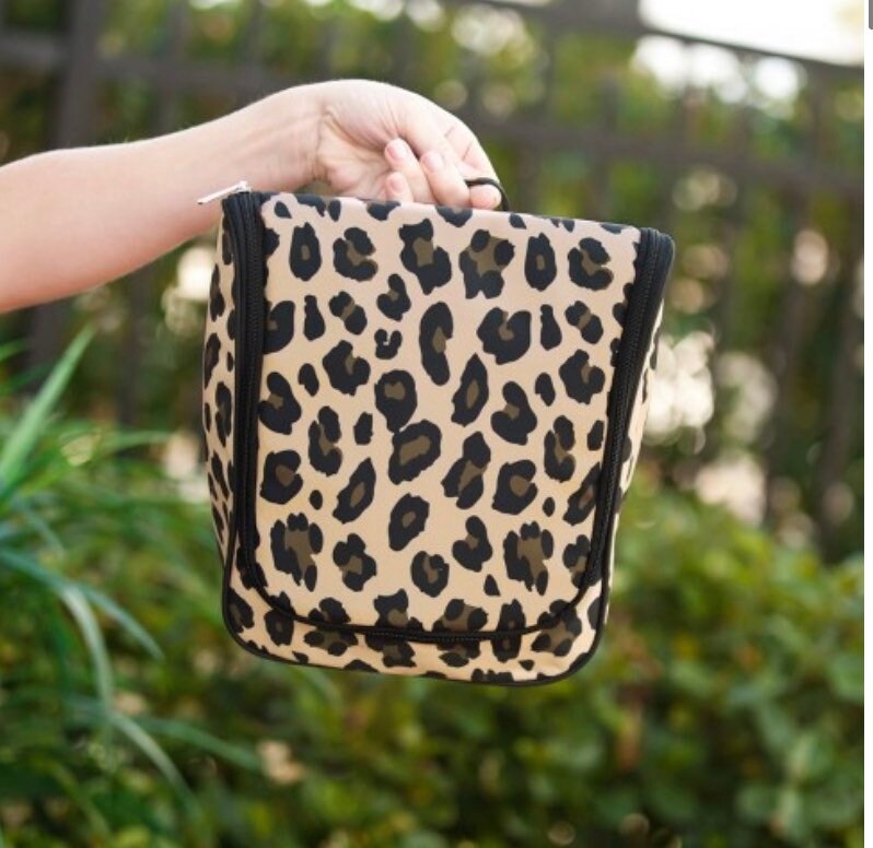 Personalized Leopard Hanging Toiletries Bag Monogram Travel Etsy