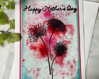 Happy Mother’s Day Card - Mother’s Day Flowers Card - Original Brusho Pigment Ink Art Greeting Card