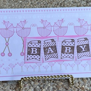 Original Art Greeting Card - Baby Girl Card (« Félicitations et bienvenue bébé » - à l’intérieur)