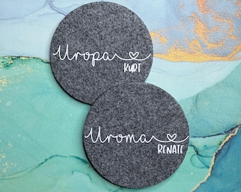 Untersetzer | Uroma | Uropa | mit und ohne Name | personalisiert und individuell