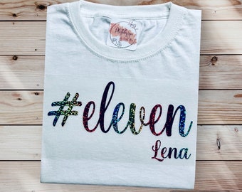 Bügelbild | Geburtstag | #eleven | mit Namen | personalisiert und individuell