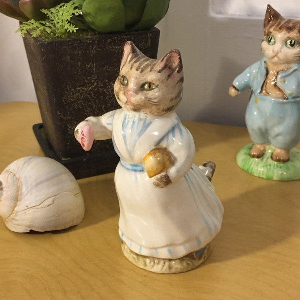 Tabitha Twitchit Figurine Beatrix Potter Cat Frederick Warne & Co. Beswick England Collectible Hand Painted Porcelain Nursery